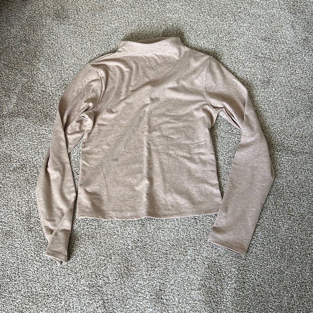 Heathered mock neck long sleeve compression top